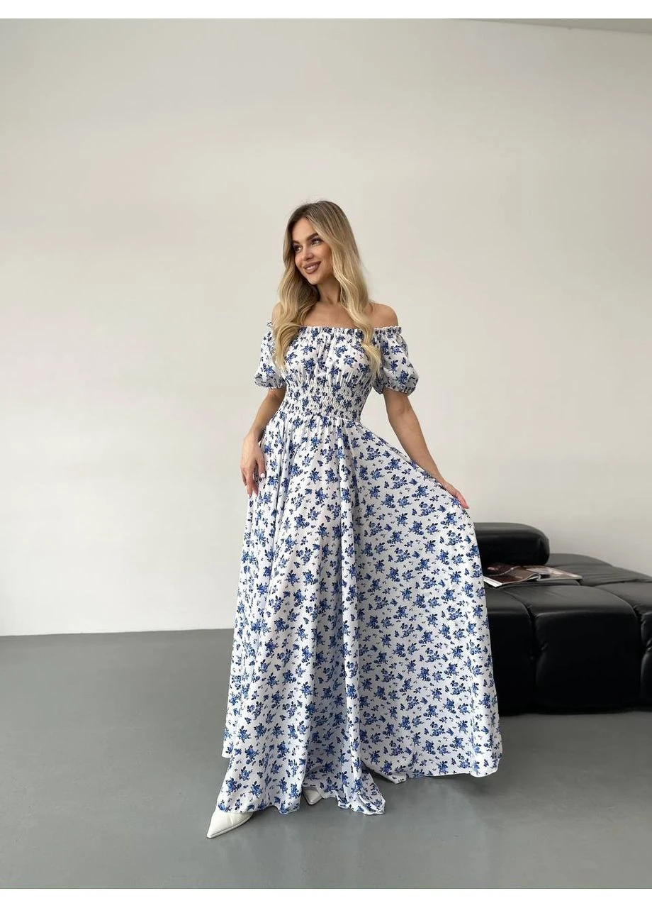 Белое праздничный, кэжуал женское платье праздничное а-силуэт Style Point с цветочным принтом
