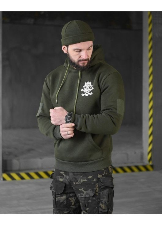 Тактичне чоловіче худі на флісі з принтом олива No Brand (366072537)