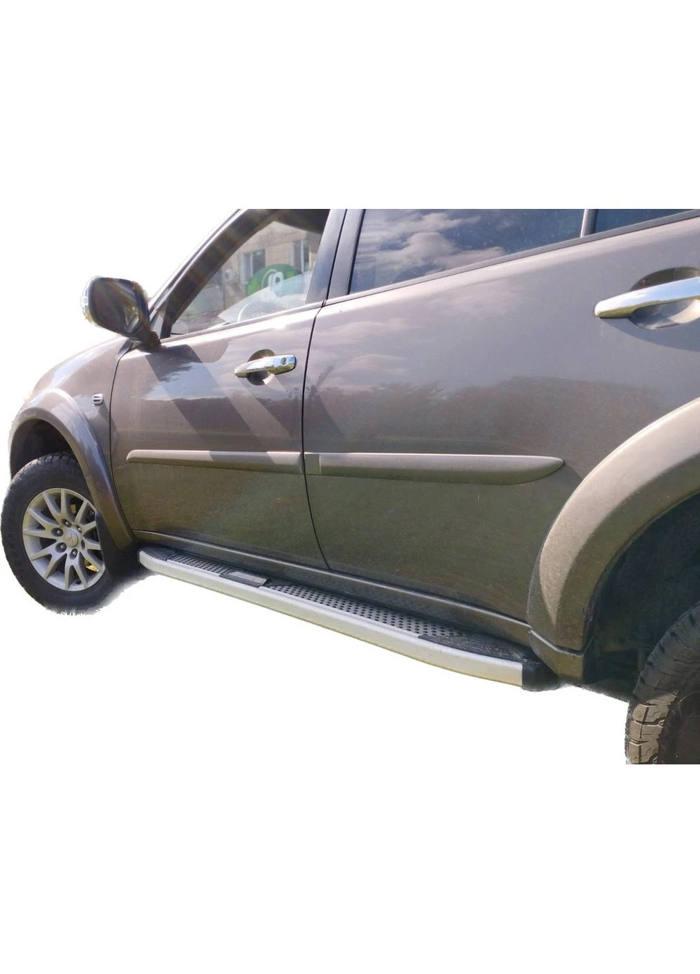 Бокові пороги Mevsim Grey (2 шт., Алюміній) для Mitsubishi 2008-2015 рр Erkul Pajero Sport (388950040)