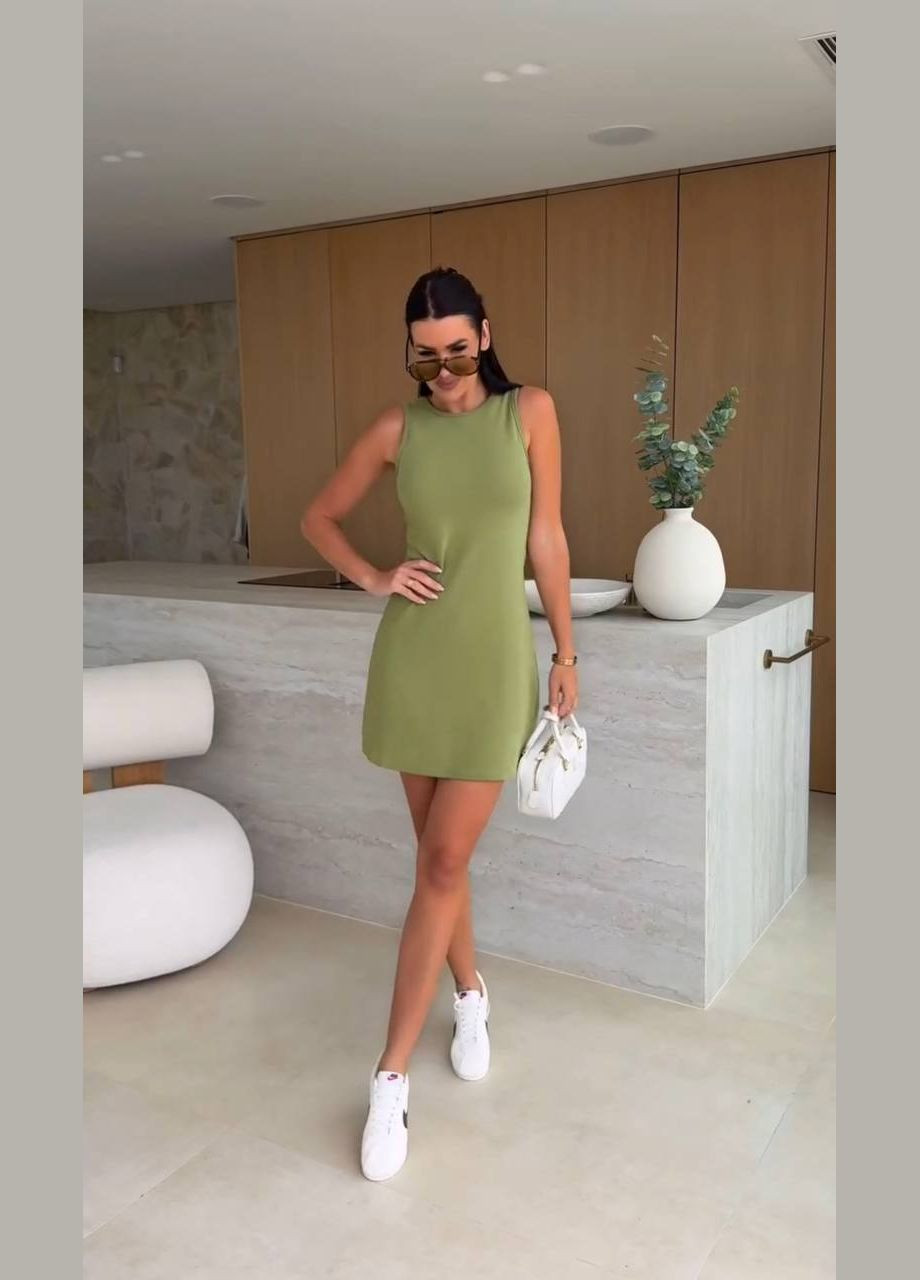 Оливкова повсякденний жіноча класична сукня Україна однотонна