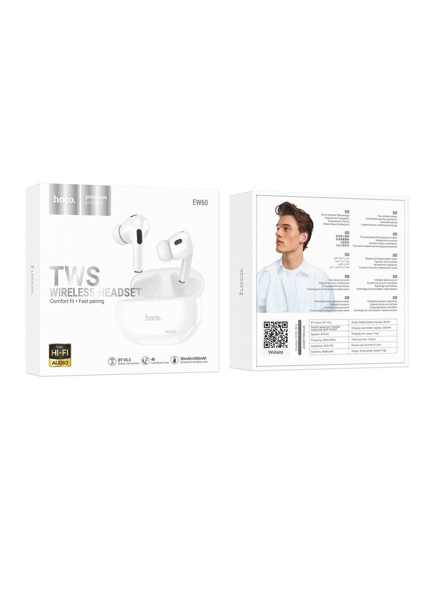 Наушники true wireless BT headset White Hoco EW60 Norman (345105566)