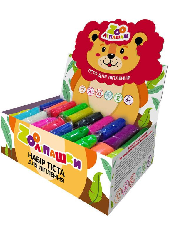 Тісто для ліплення ZOOліпашки шоу-бокс "Лев" ZIRKA 140210 (шоу-бокс 12 кольорів, 60 стіків по 20 г) Зірка (300386913)