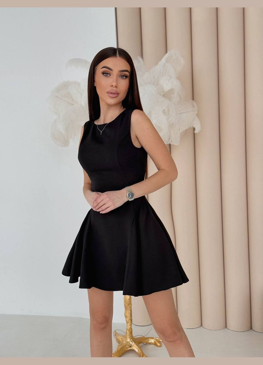 Черное праздничный, деловое женское платье с открытой спиной Avanti однотонное