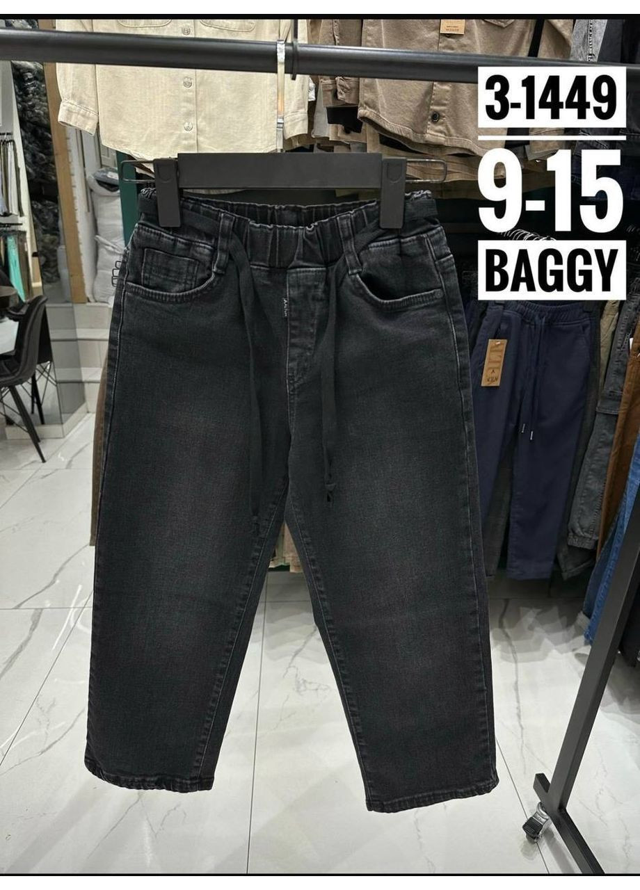 Черные демисезонные джинсы baggy черные 134-164 см Altun