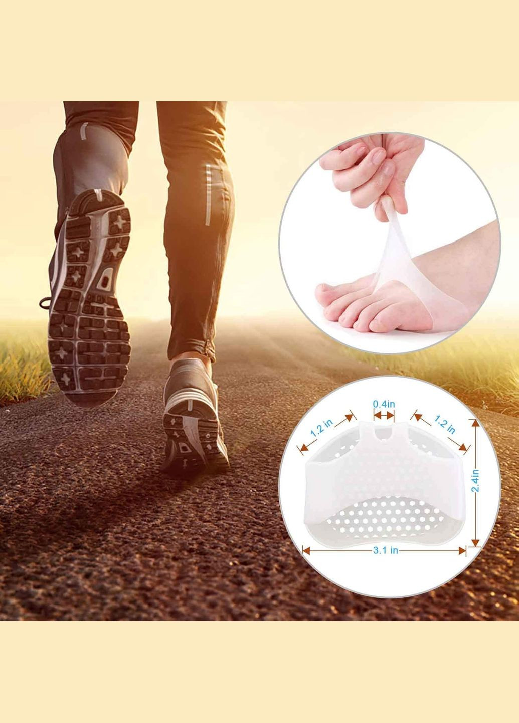 Силиконовая подушечка вкладыш, бандаж под плюсну от натоптышей F9-057, комплект 2 шт - С дырочками от запотевания (581743) Clefers (301872374)