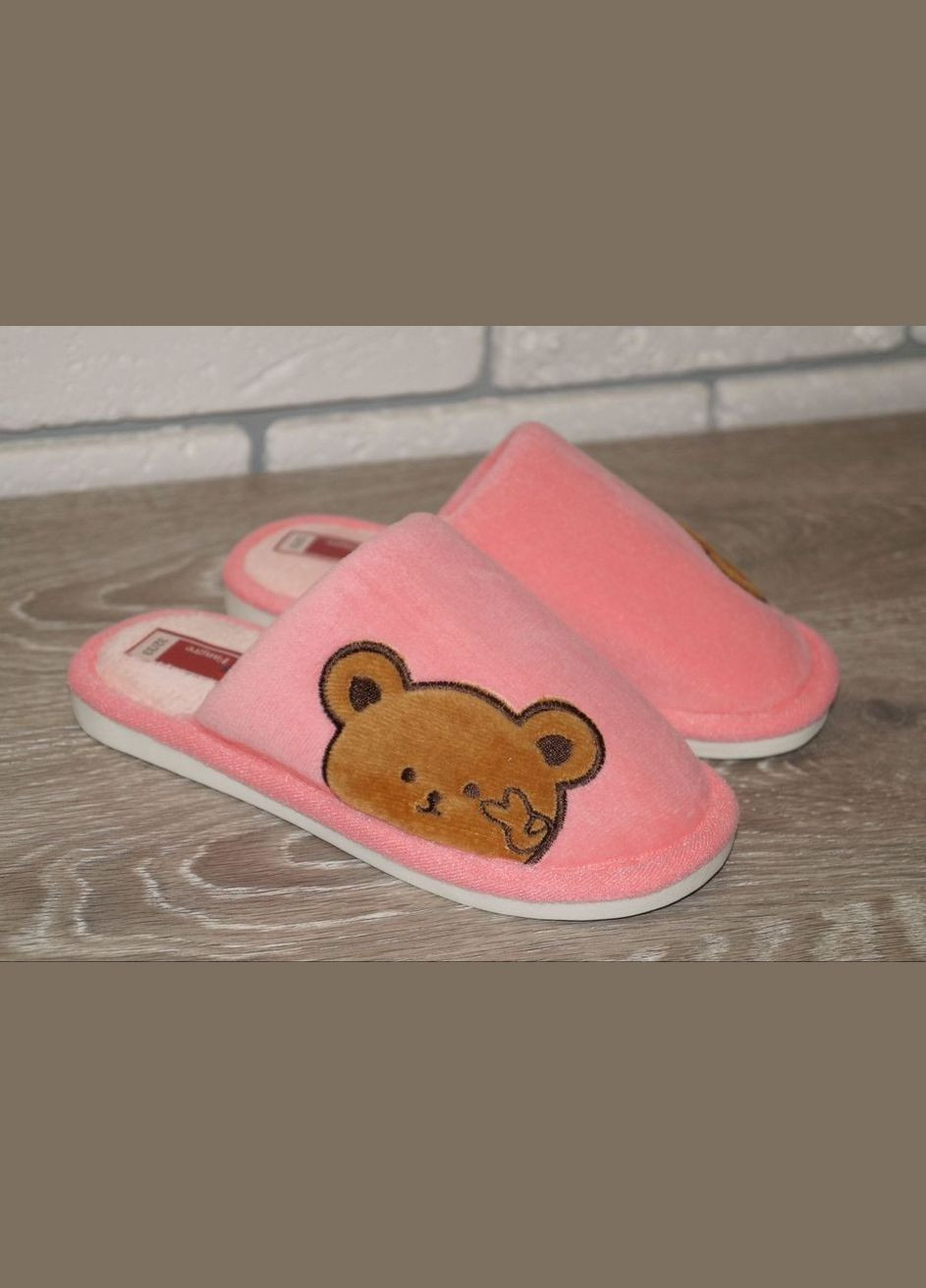 Кімнатні тапочки з ведмедиком рожеві No Brand fangre (285766616)
