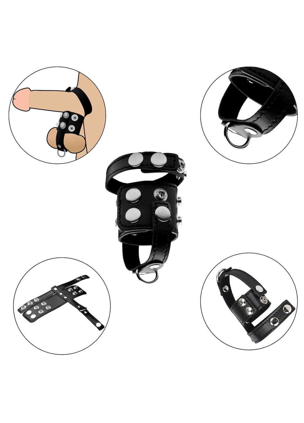 Фіксатор з ремінців на пеніс та яєчка Wild Play No Brand (323166038)