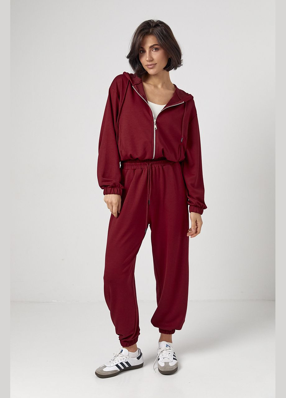 Спортивный костюм с джогерами и кофтой с капюшоном - коричневый Lurex (324392648)