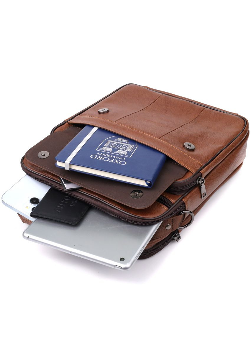 Удобная мужская сумка с ручкой для переноса в руке из натуральной кожи 23025 Светло Vintage (361679800)