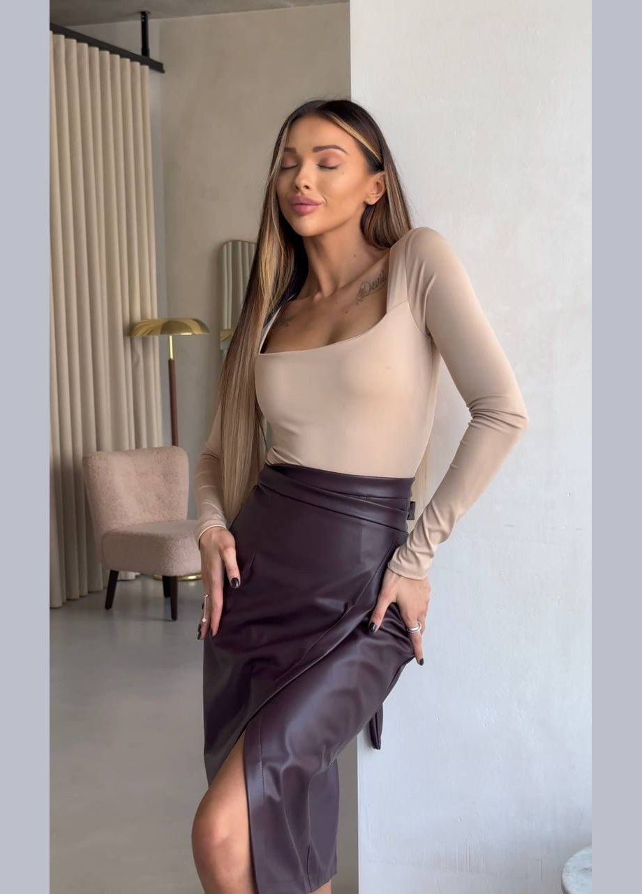 Бордовая кэжуал однотонная юбка N.Family