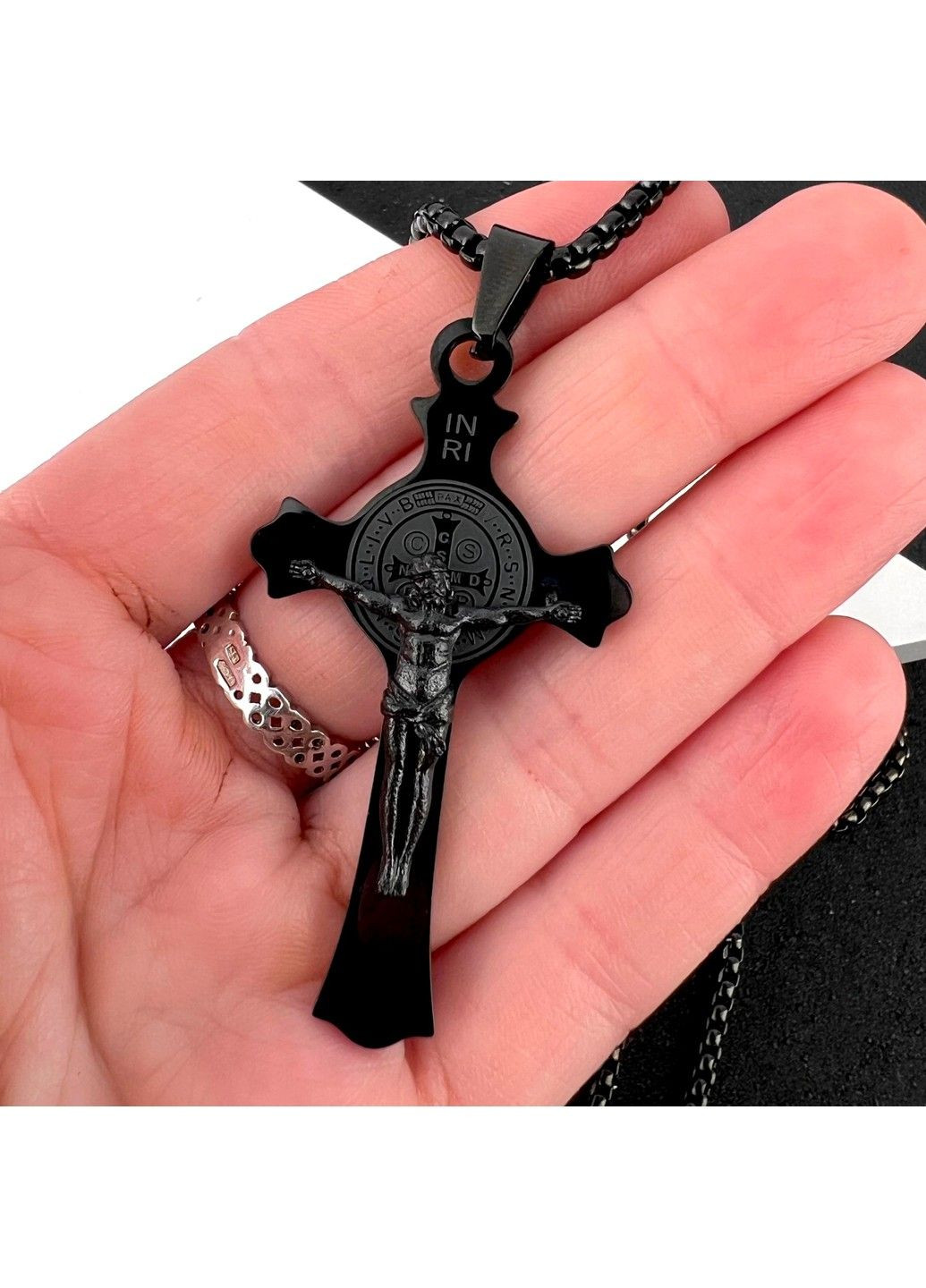 Хрестик із розп'яттям з медичної сталі PSC-093 No Brand (351503707)