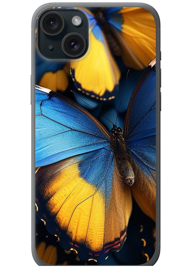 Силіконовий чохол 'Жовто-блакитні метелики' для Endorphone Apple iPhone 15 Plus (285698974)