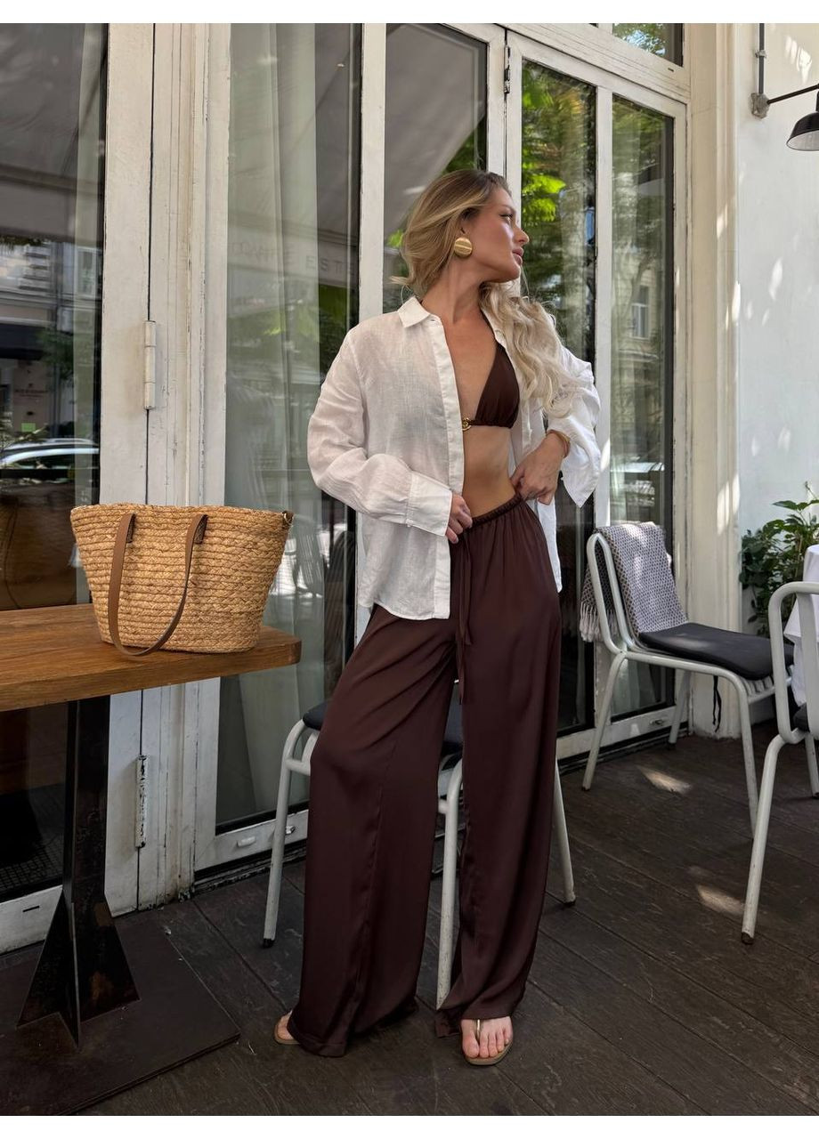 Легкие штаны из дабл-шелка 🌺Ознакомьтесь с размерной сеткой DK/DL Мода без кордонів (360964533)