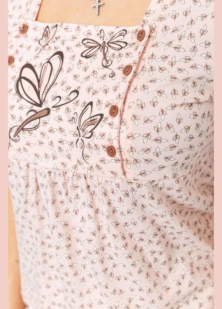 Комбінована всесезон жіноча піжама з принтом, колір світло-персиковий, Ager