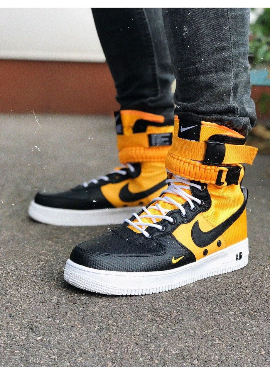 КРОССОВКИ ЖЕНСКИЕ NIKE SPECIAL FLED AIR FORCE 1 YELLOW WHITE BLACK НАЙК No Brand чёрные демисезоны (367174958)