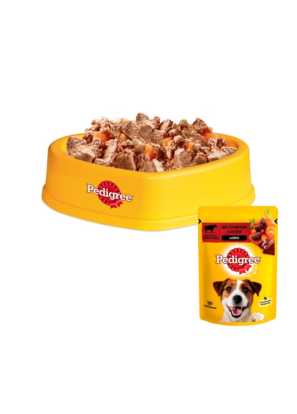 Влажный корм для взрослых собак Говядина, ягненок в соусе, 100 г Pedigree . (303701252)