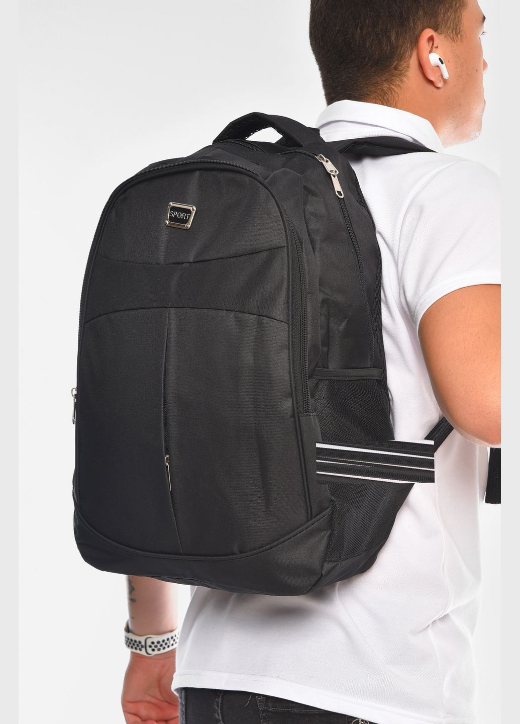 Рюкзак чоловічий спортивний чорного кольору Let's Shop (343315898)