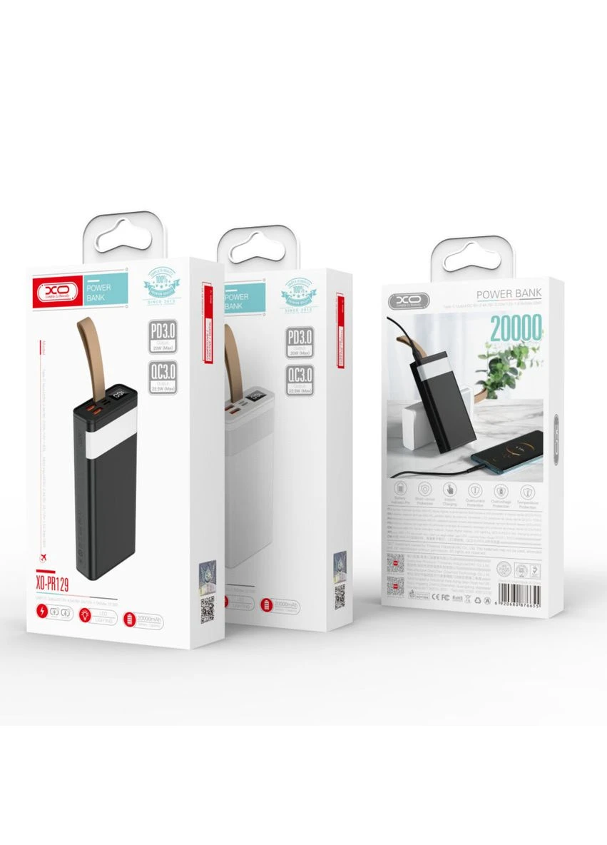 Внешний аккумулятор PR129 20000mAh PD20W+USB QC 22.5W + ligth White XO (317292616)
