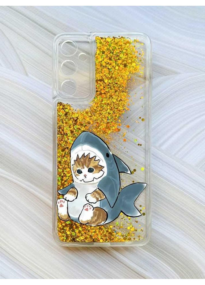 Чехол с плавающими блестками на Samsung Galaxy A35 (A356) Золотой:: Котёнок (принт 120) CASE CONTROL (360694952)