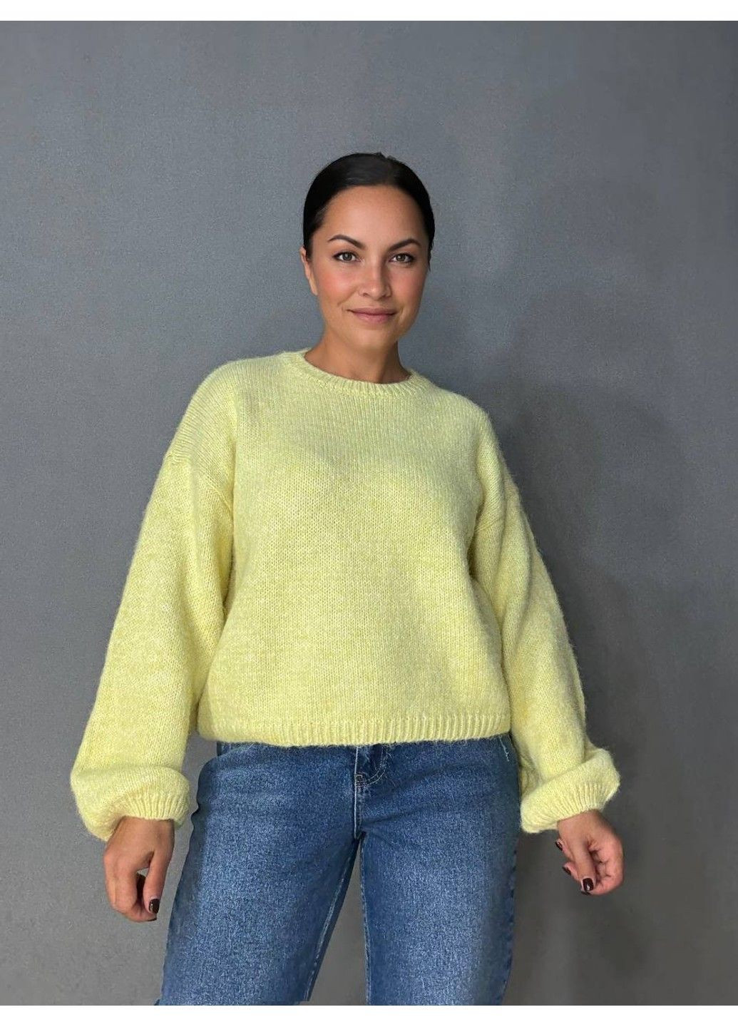 Жовтий демісезонний светр жіночий fancy matinee 6119 оверсайз меланж No Brand