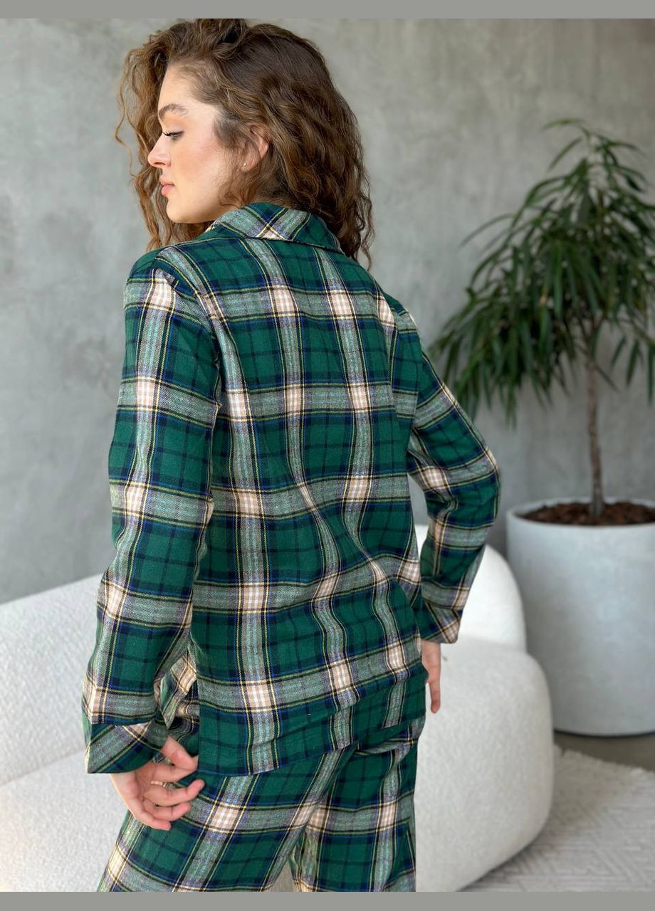 Зеленая всесезон пижама женская рубашка + брюки No Brand