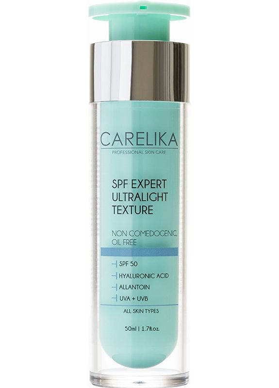 Крем сонцезахисний для обличчя з надлегкою текстурою SPF50, 50 мл Carelika (352689770)