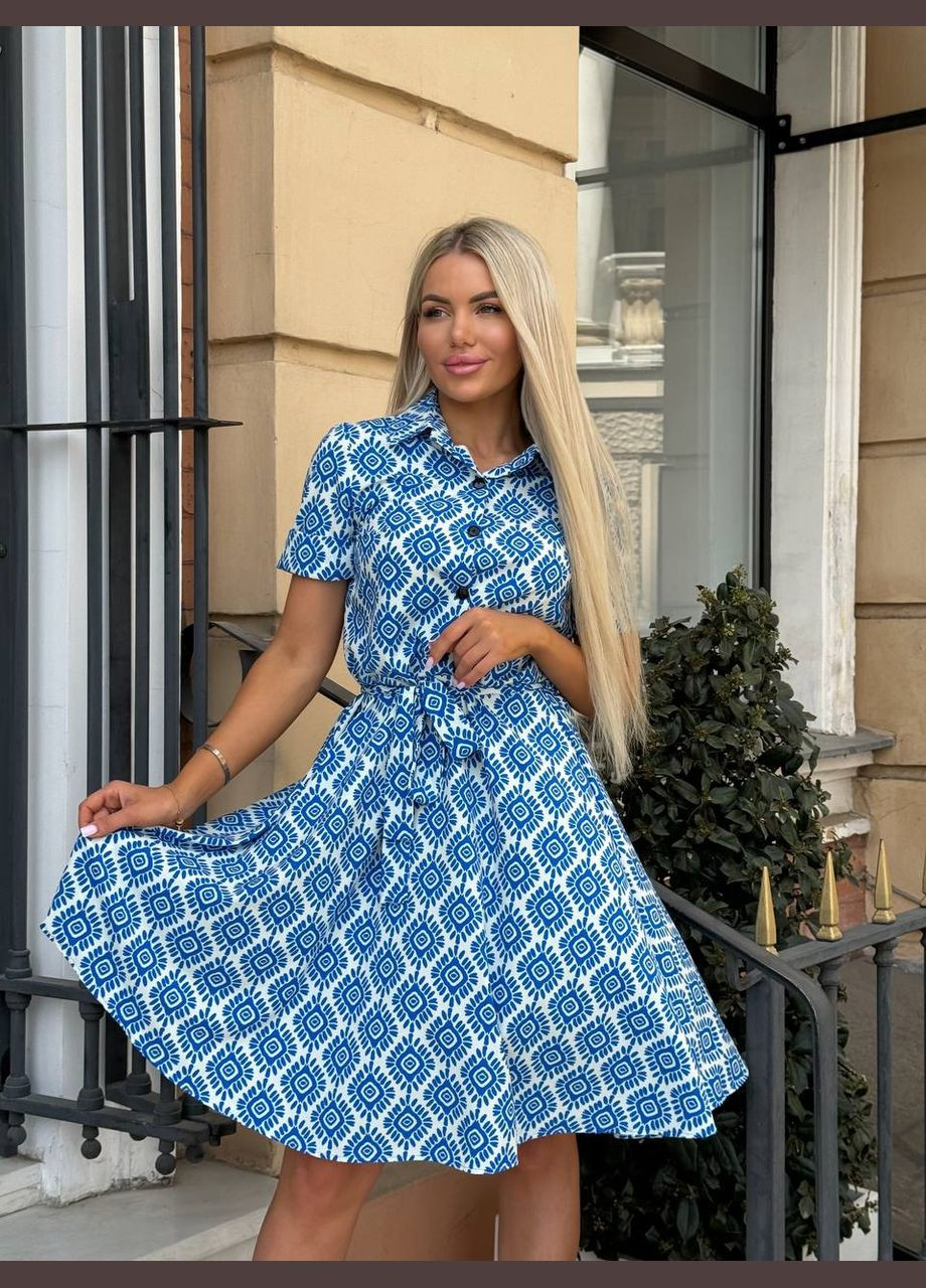 Синя кежуал сукня N.Family з орнаментом