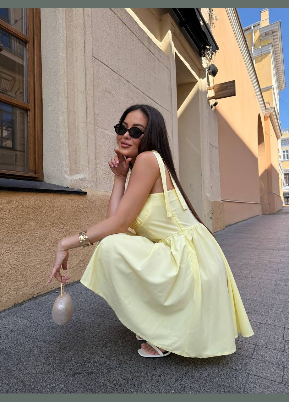 Жовтий повсякденний, вечірня, кежуал жіноча сукня кльош FINO Mode однотонна