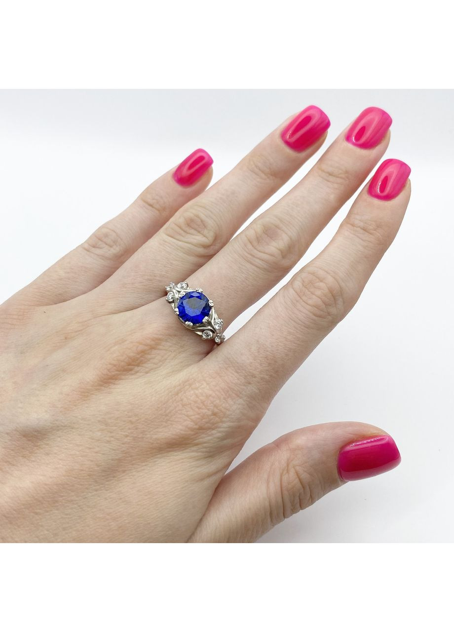 Каблучка срібна з сапфіром 18,5 3,38 г No Brand (370142330)