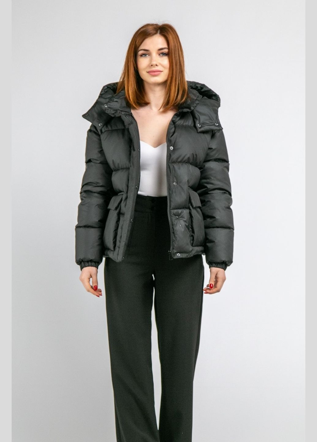 Черная зимняя куртка зимняя с карманами CHICLY