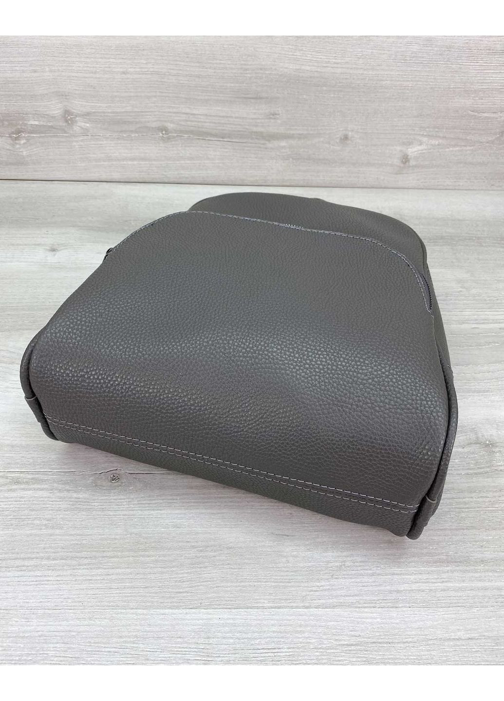 Жіночий модний рюкзак сірий молодіжний шкірозамінник для навчання та прогулянок з блискавкою 2 відділення ProDobro (367266048)