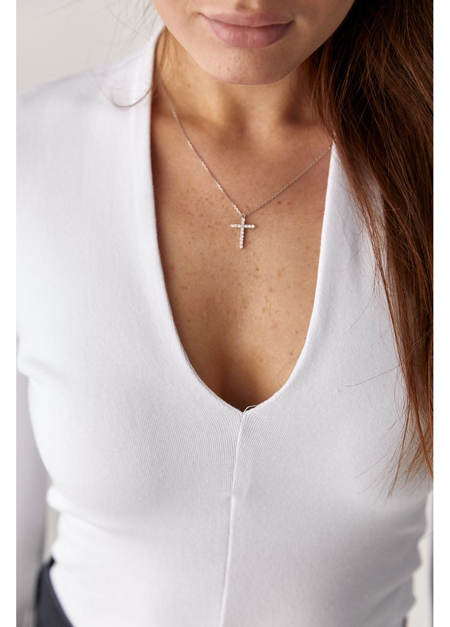 Трикотажный пуловер с глубоким вырезом Lurex (355077352)