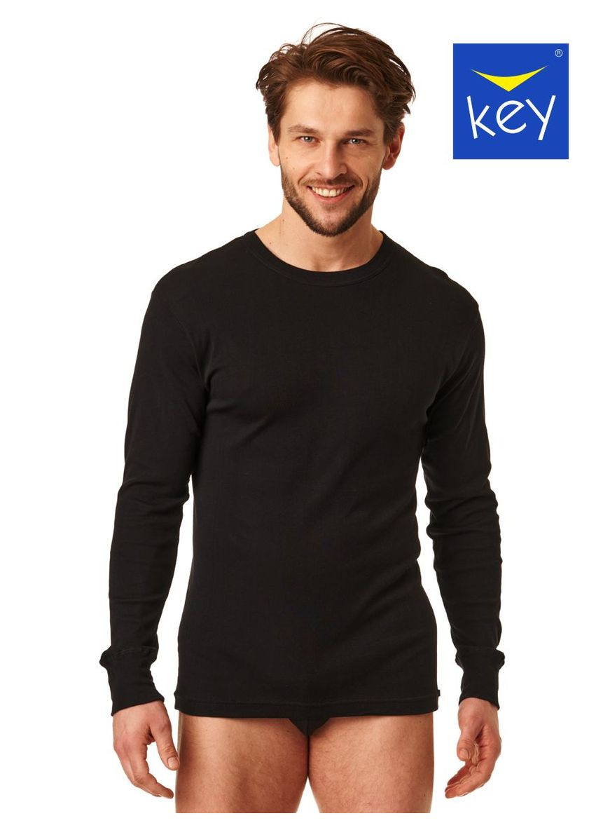 Черный демисезонный повседневный, домашний, кэжуал лонгслив Key однотонный