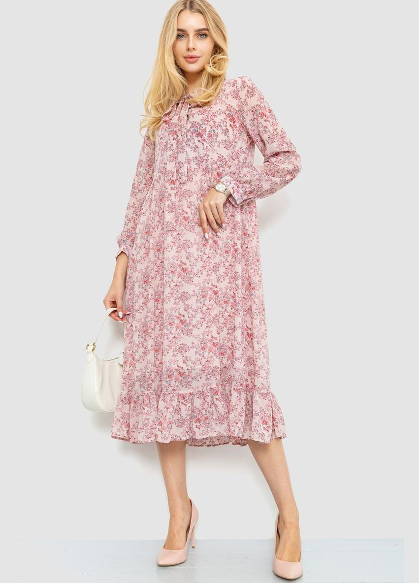 Розовое платье шифоновое на подкладке, цвет розовый, Ager