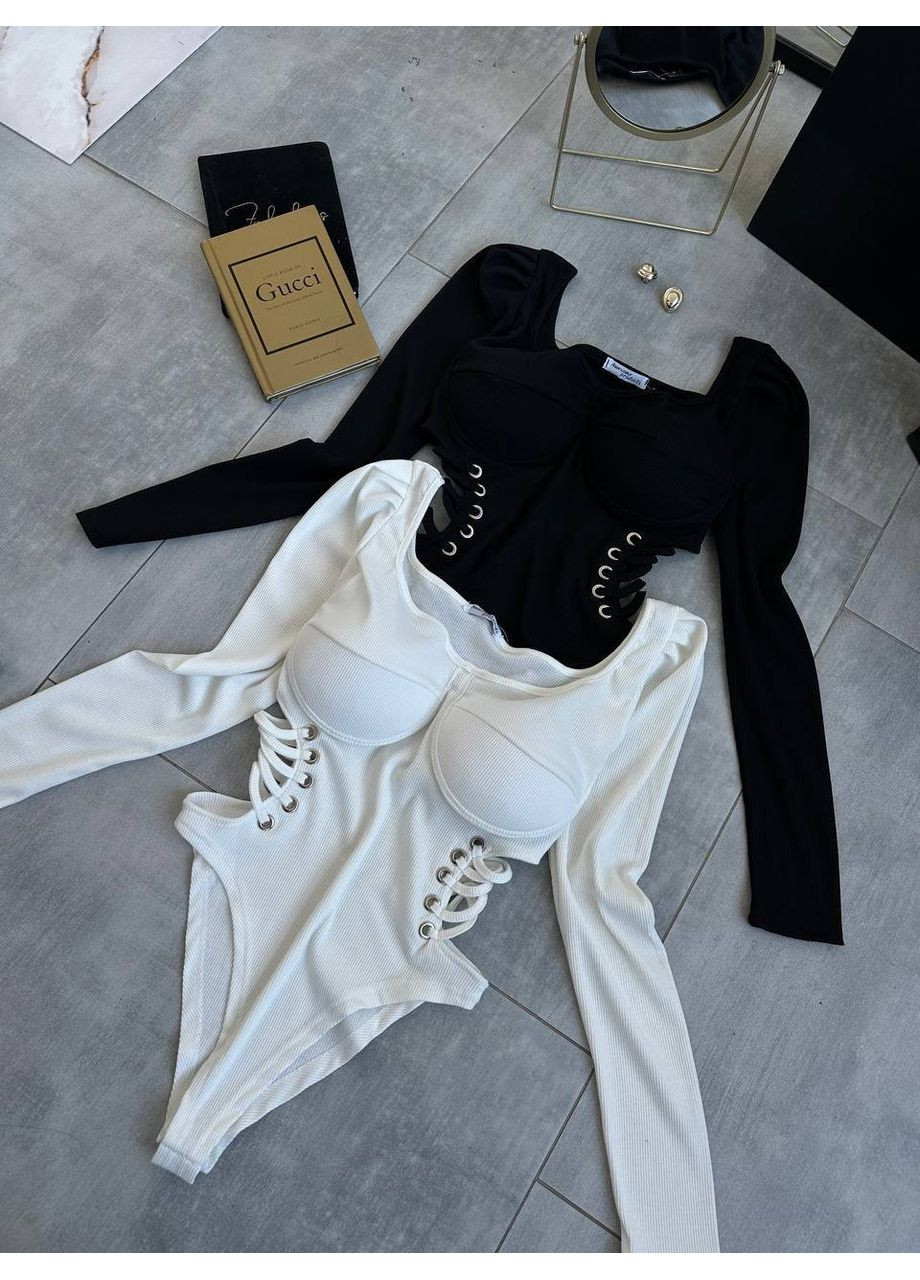 Женское боди с чашками в рубчик No Brand Б1436/1437-455/2 (361030760)