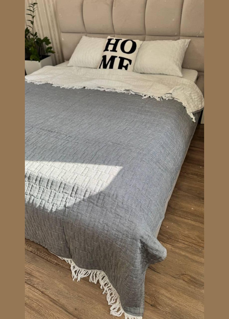 Муслиновое покрывало на кровать Евро 200х230 Серый (П4К-muslin25-0010-01) No Brand (342097350)