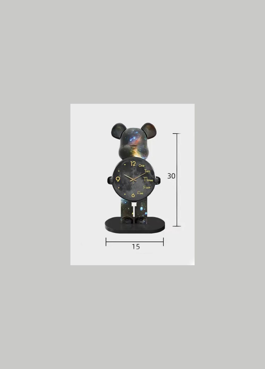 Настольные Часы Фигурка Медведь Bearbrick Космические 30 см Erston (370978146)