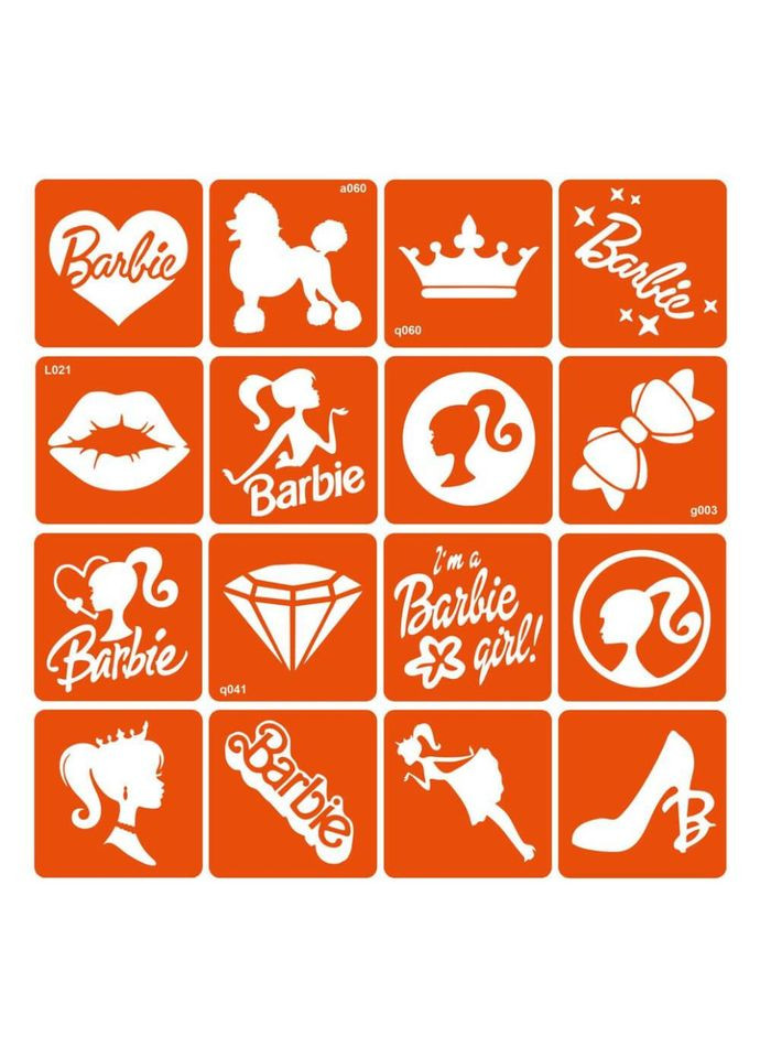 Набор трафаретов для биотата "Barbie" barbie-simple-16 Fresh Tattoo (304411915)