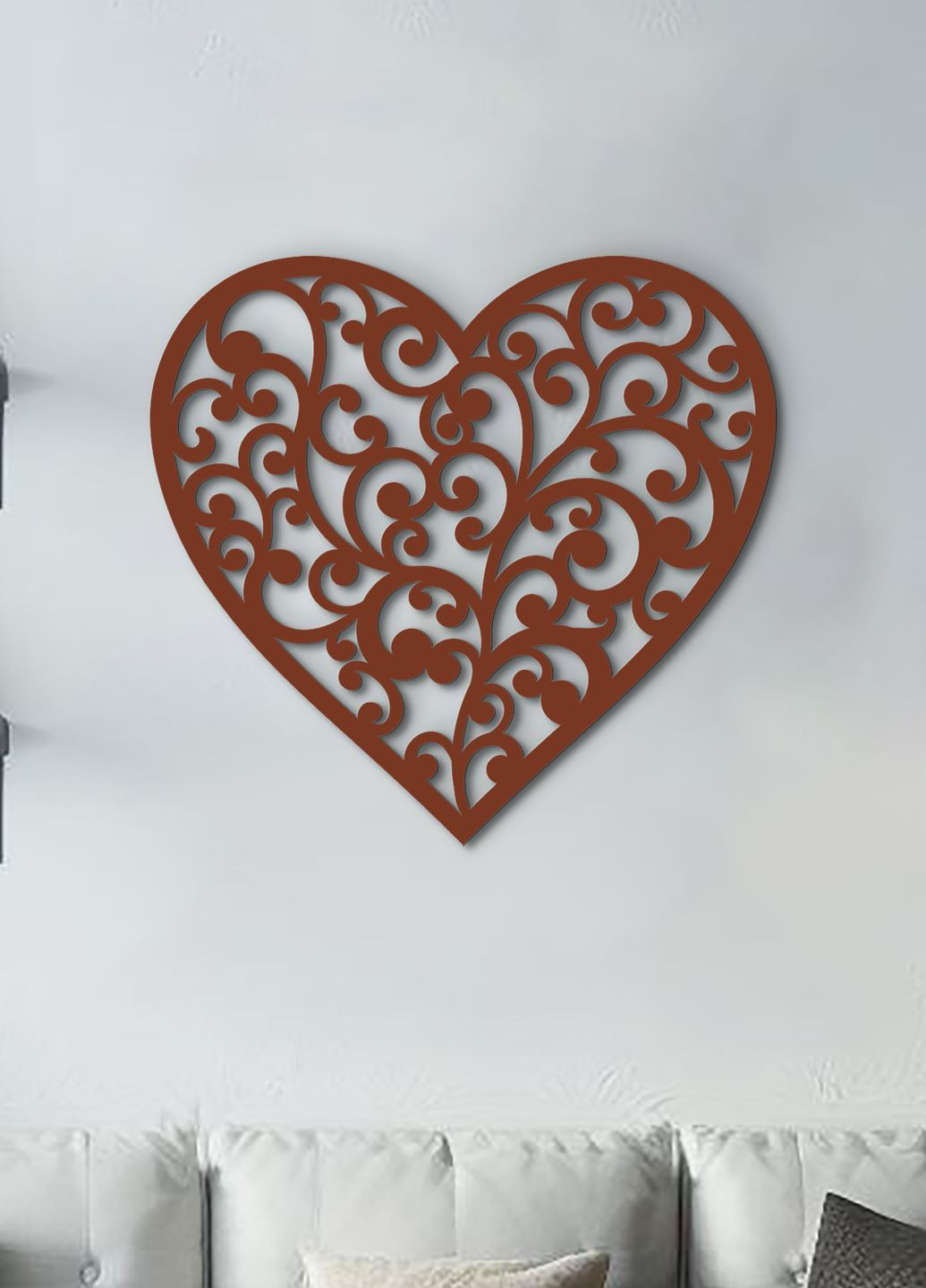 Сучасна картина на стіну в спальню, декор для кімнати "Любляче серце", мінімалістичний стиль 35х38 см Woodyard (292112621)