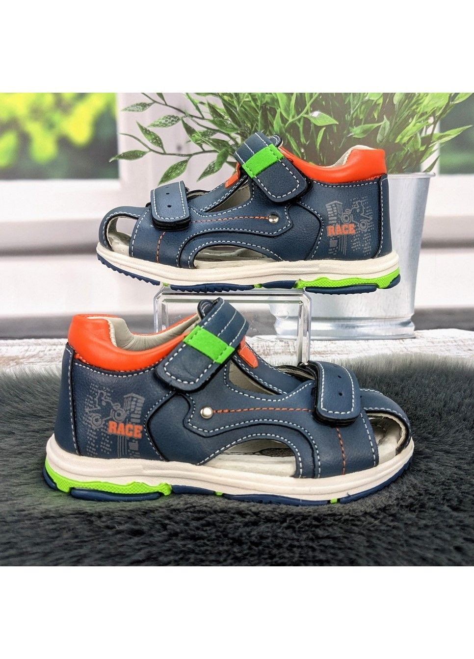 Синие повседневные босоножки детские сандалии для мальчика С.Луч на липучке