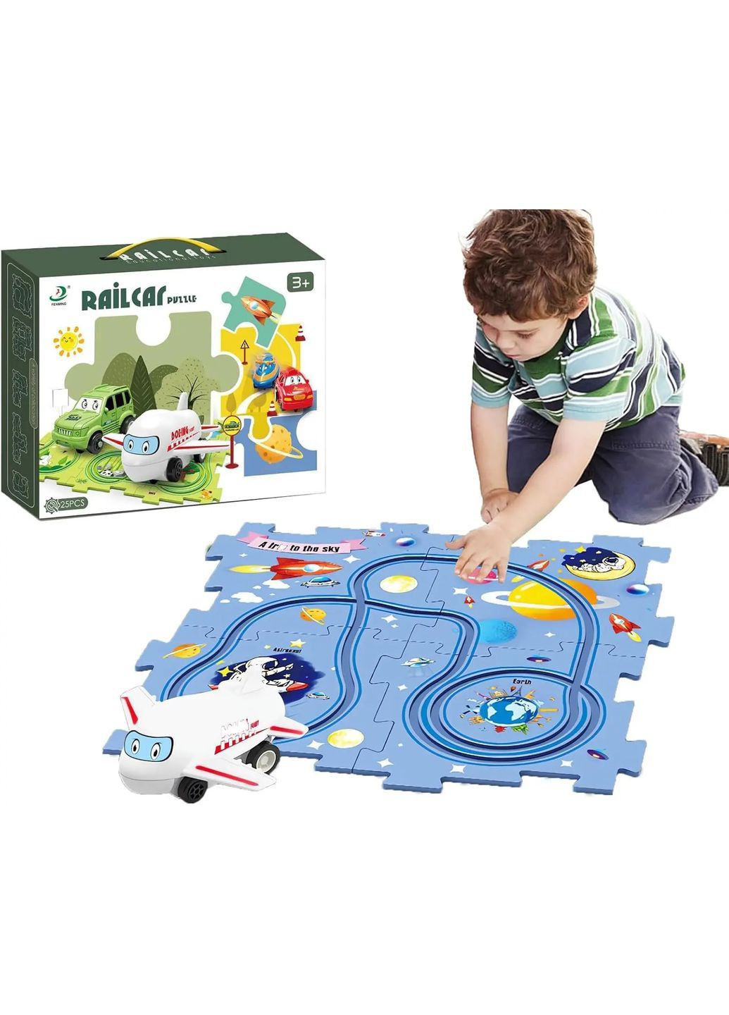 Пазл для дітей "Railcar Puzzle" з іграшковим літаком (25 деталей) Toysi (372495361)