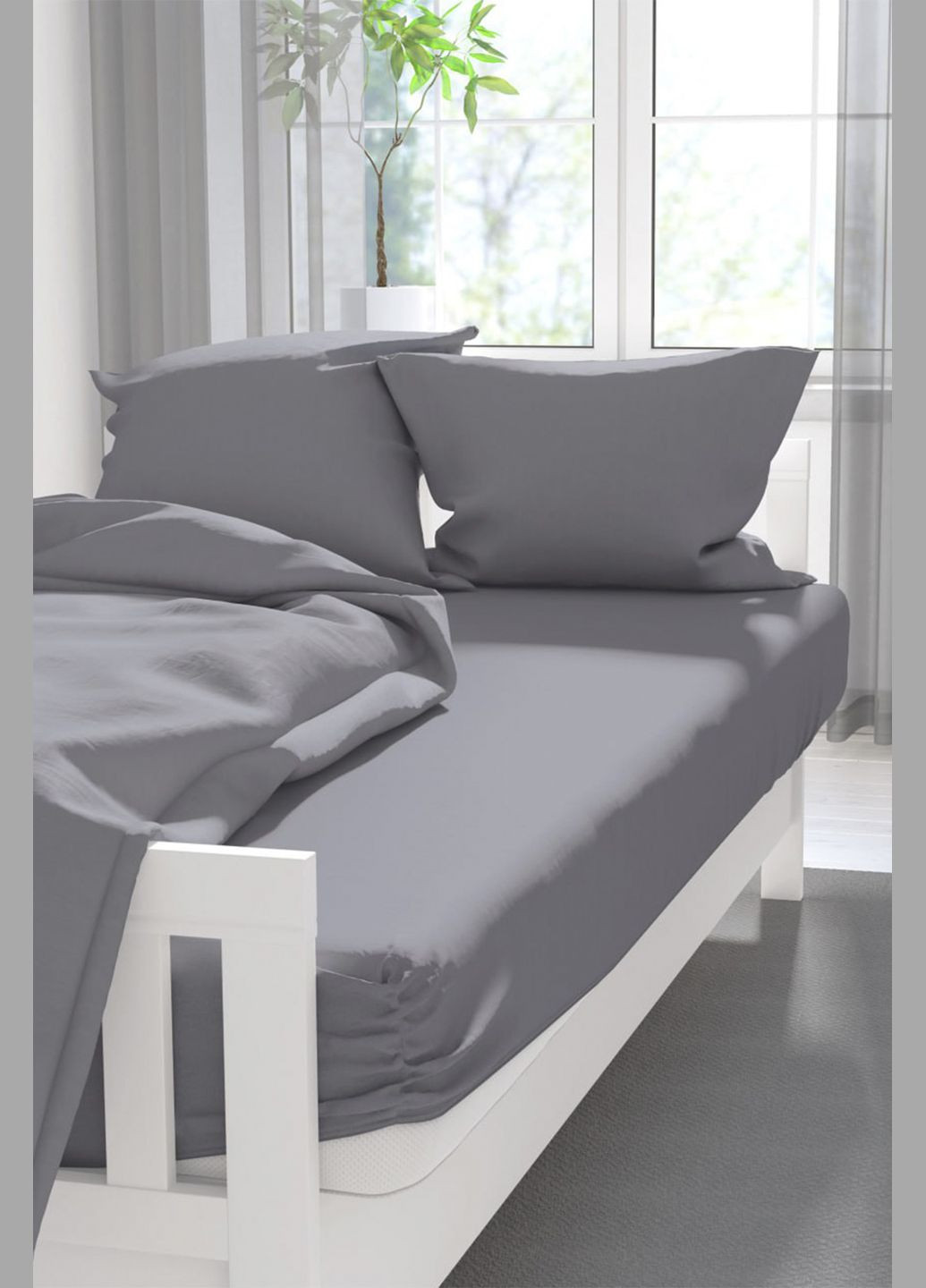 Простирадло “” на резинці колір графіт ЦБ-00277739 Lelit (330274334)