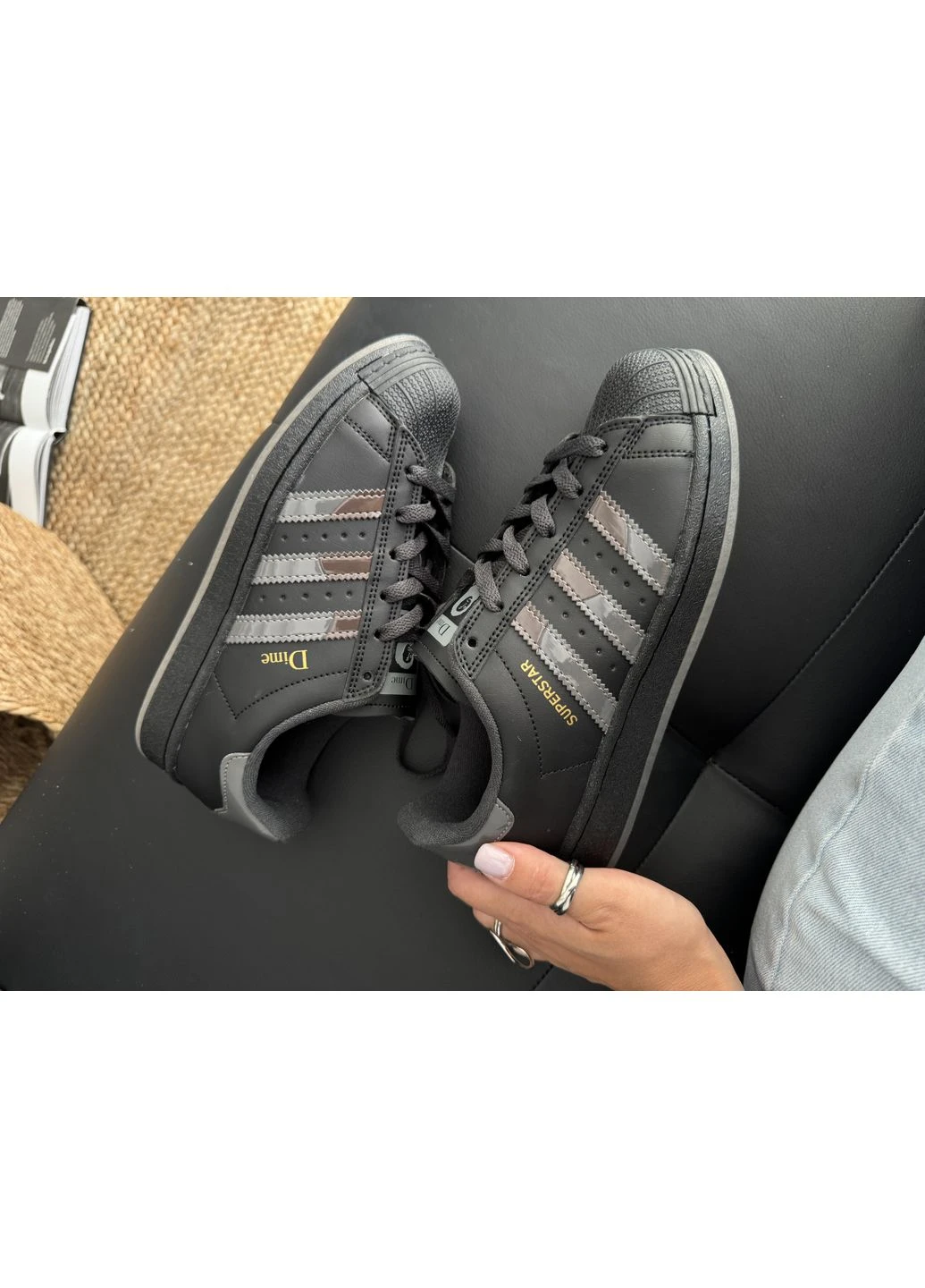 КРОССОВКИ ЖЕНСКИЕ ADIDAS SUPERSTAR X DIME BLACK АДИДАС СУПЕРСТАР ЧЕРНЫЕ No Brand чёрные демисезоны (390381151)