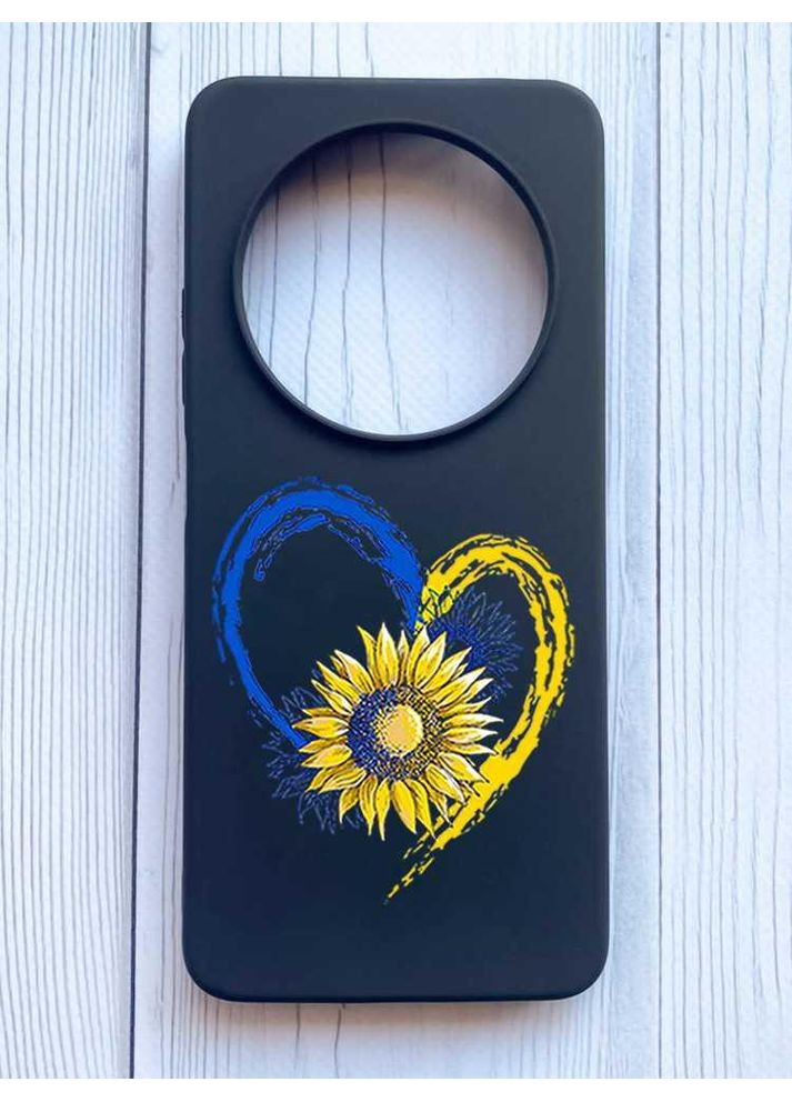 Матовий чорний чохол на Xiaomi Redmi 14C/Poco C75 Серце з соняхом. Україна (принт 260) Creative (355389642)