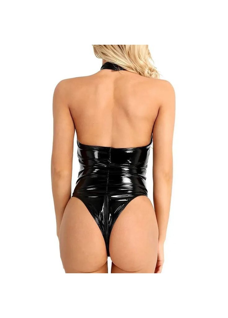 Черный демисезонный латексный боди с сеточкой. латексный боди. женский боди сексуальный со змейкой в паху. No Brand