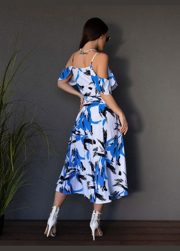 Светло-голубое платье 14678 бело-голубое ISSA PLUS однотонное