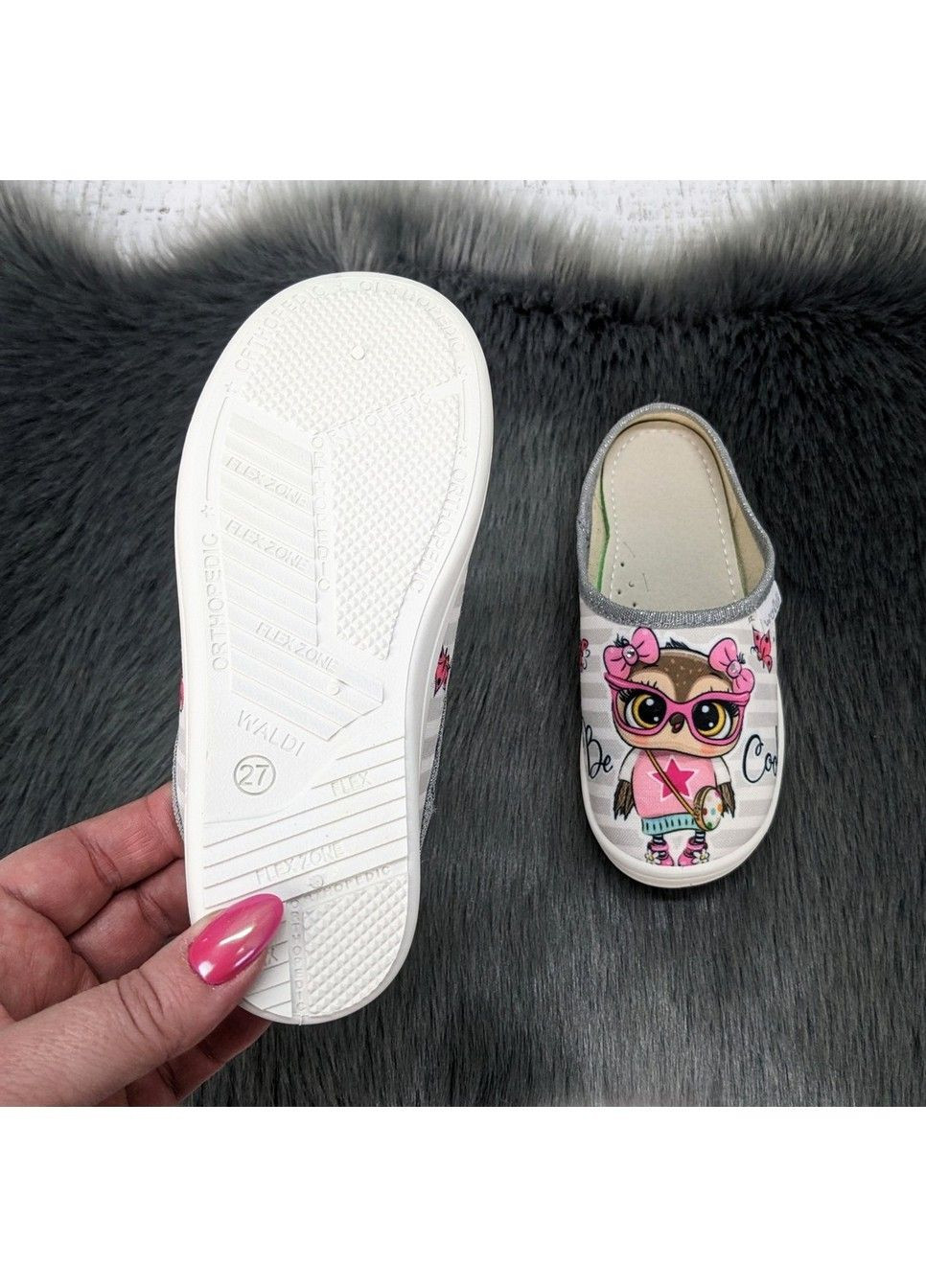 Серые тапочки детские для девочки Waldi