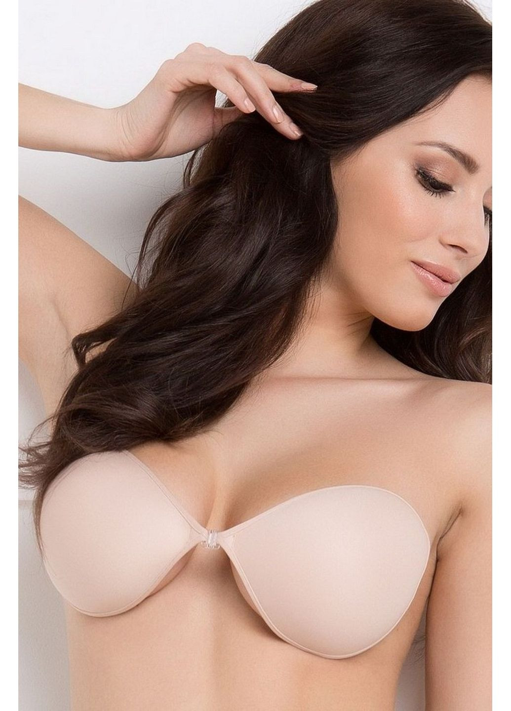 Бежевый бюстгальтер-невидимка тканевый на силиконе bs-02 Julimex микрофибра