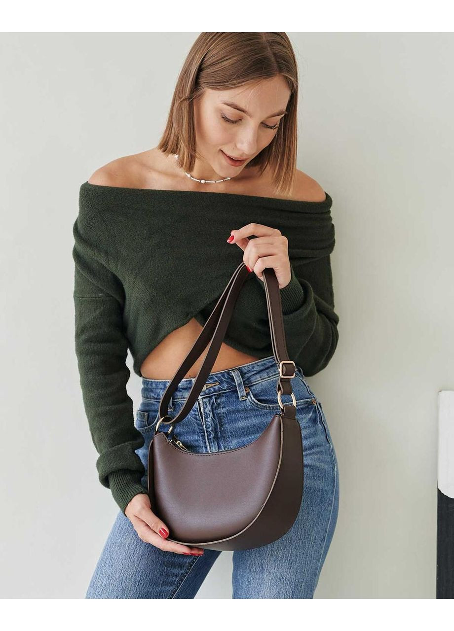 Женская сумка кросс-боди с плечевым ремнем регулируемой длины шоколадного цвета «Симона» WeLassie (298571135)