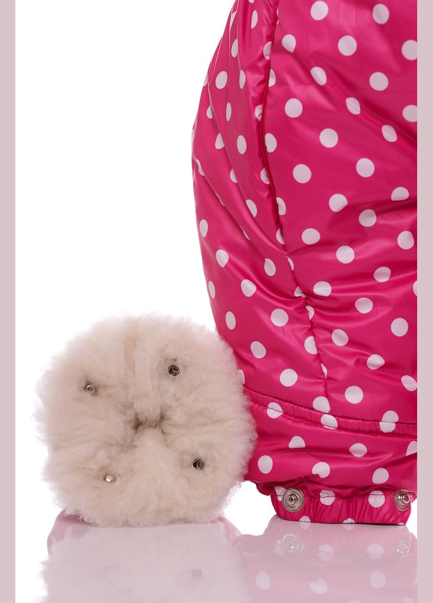 Комбінезон для дівчинки Трансформер на хутрі з принтом Горошок малиновий 86 см (35455) BABYKROHA (297200043)